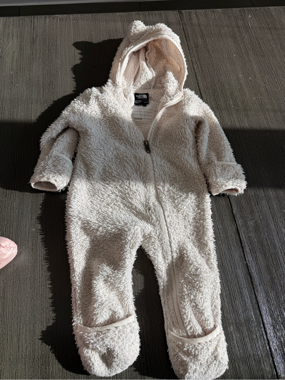 The North Face white Sherpa Baby Bunting with Hood